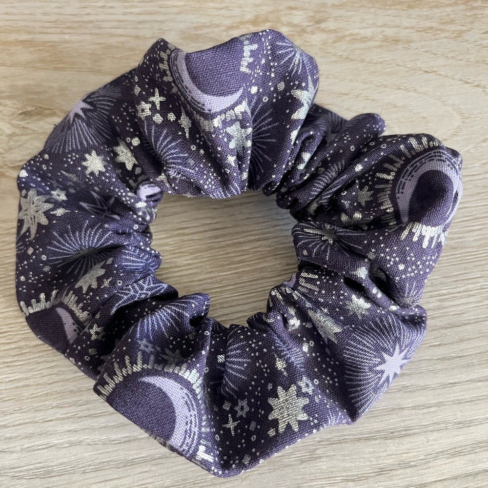 Handmade Purple W/ Shiny Stars Scrunchie